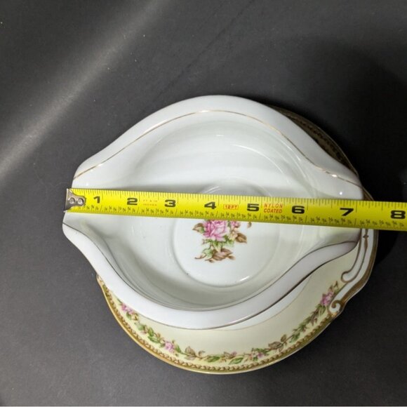 Noritake Gravy Boat & Attached Underplate Occupied Japan Floral Design Vintage - Picture 3 of 10